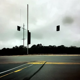 Minimal contemporary abstract oil paintings of desolate 1960s carpark with road markings and concrete fragments. Overlay with grungy typography graphics. style of Justin Mortimer and Francis Bacon.