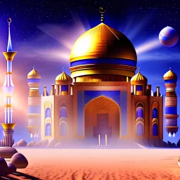 Middle Eastern palace ! oriental background | god rays | intricate | elegant | galactic landscape | highly detailed | illustration | depth of field, luminosity, ultra sharp focus, ultra high definition