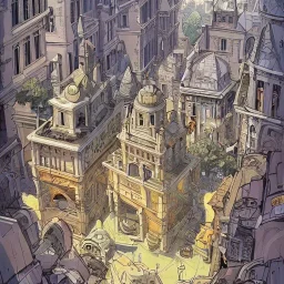 Skyline+Beaux Arts architecture+palladio+detailed facades+uphill road+trees+biopunk+Bueno Aires+turin+trieste+Chicago +Book illustration by Gediminas Pranckevičius, Jean Baptiste Monge, Brian Kesinger, Anton fadeev, Kilian Eng, strong lines, high contrast vibrant colors, highly detailed, 16k resolution, trending on behance""