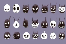 make a bunch of simple spooky and cute cartoon character I could draw make them all different