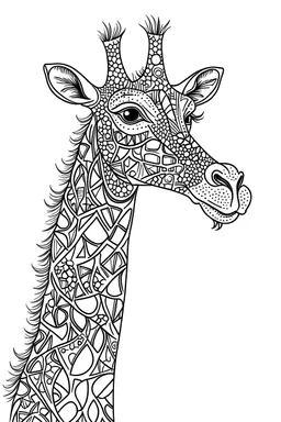 COLORING DRAW OF A GIRAFFE IN CARTOON STYLE, FEW DETAILS , THICK LINES