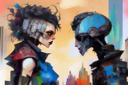 whimsical arafed nonsense, patchwork vibe, (((side view))) two arafed cyberlords fighting each other in a rainy whimsical downtown street with extreme body action and with (((exaggerated body parts))), (((oversize head))), sharp color contrasts, amazing shadows, (((exaggerated limbs and head))), minimal cozy, warm palette, bright bold warm summer colors with yellow orange black colors, color leak, heavily distorted views, amazing parallels, extreme urban decay