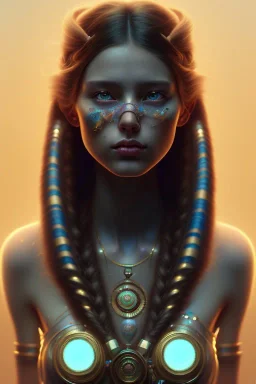 girl, cute, beautiful, Native American, head and shoulders portrait, 8k resolution concept art portrait by Greg Rutkowski, Artgerm, WLOP, Alphonse Mucha dynamic lighting hyperdetailed intricately detailed Splash art trending on Artstation triadic colors Unreal Engine 5 volumetric lighting, long hair, brown eyes, black hair, clean face