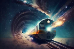 A train going into universe. No rail.