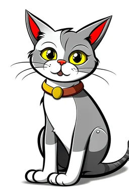 (white background. 3D image. use black outline. Colour. Cartoon style. Bold and clear outline.) Cat