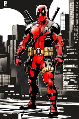 Deadpool in the style of Frank Miller