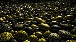 hundreds of pebbles and stones, floating in the air, clustered, no base, no ground, abstract, intricate details, RTX, smooth, matt, soft lighting, 135mm