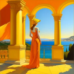 Neoclassicism realistic yellow orange cote d'azur sea