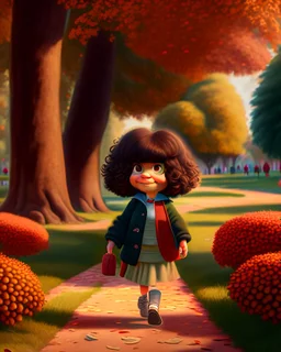 Human version of Mafalda walking in the park 4k digital art