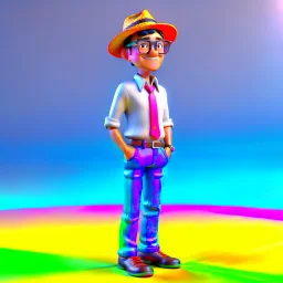 3D, cartoon, Gustavo Petro, full body, shoes, hat