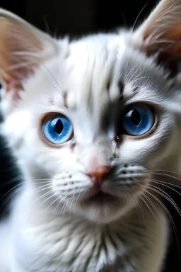 face of a white kitten
