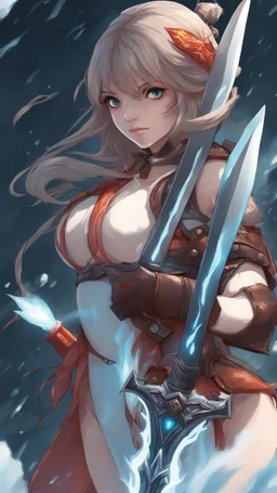 Girl with fire and ice swords