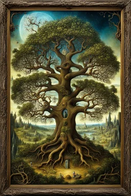 magical fantasy trees, very detailed, amazing quality, etheral, extreme, intricate, cinematic light, highly detailed, beautiful, expressziv by Hieronymus Bosch, 3D, surreal, creepy stunning, in frame