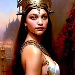 portrait beautiful face Maddie Ziegler ,busty,medieval metal armor balanciaga fashion clothe painting by gaston bussiere, greg rutkowski, yoji shinkawa, yoshitaka amano, tsutomu nihei, donato giancola, tim hildebrandt, oil on canvas, cinematic composition, extreme detail,fit full head inside picture