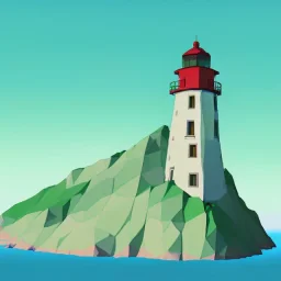 low poly scenery lighthouse by night