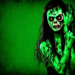 horror female zombie green background