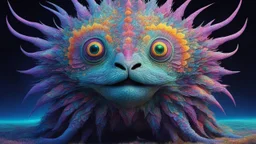 Extremely hyperrealistic ultra textural trippy surreal beautiful but odd unsettling psychedelic creature- a psychedelic diatomaceous creature entity