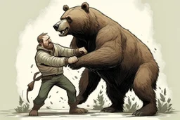 MAN FIGHTNG BEAR