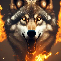 wolf, fire, forest, red, masterpiece, expert, 8K, hyperrealism, sharp focus, cinematic lighting, brown