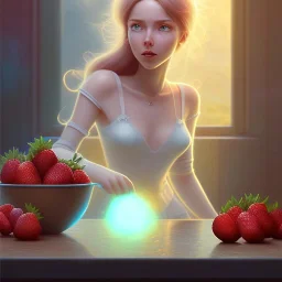 pixar style,women with sweet jam in kitchen,volumetric blue sky environment and background, volumetric lighting,dramatic lighting, realistic painting of an strawberry, looking excited, detailed digital painting, extreme dense and fine fur, anime, ornate, colour-washed colors, elegant, small minutiae, tiny features, particulars, centered, smooth, sharp focus, renderman gofur render, 8k, uhd, detailed eyes, realistic shaded volumetric lighting,caustics,backlight,centered camera view,blue bird