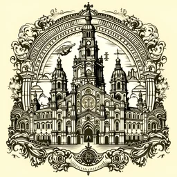 estampa de camiseta. catedral de santiago de compostela