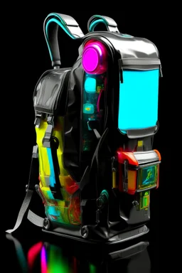 Robot, back pack, transparent, sci fi, punk, color, hockey, neon