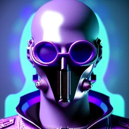 cyberpunk purple masked villain in galaxy, teal and purple smoke, detailed, realistic, 4k