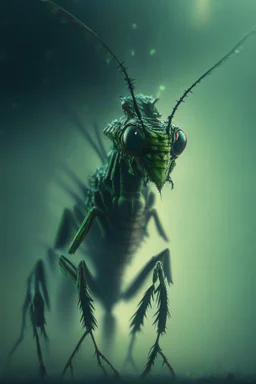 freddy kreuger as a grasshopper, trending art, 8k, depth of field, volumetric fog