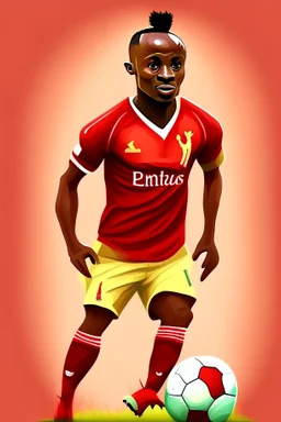 Sadio Mane football player 2d cartoon