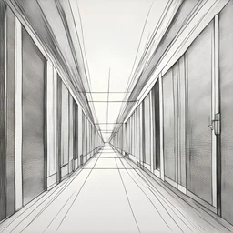 This drawing uses a one-point perspective, meaning that the objects' faces parallel the viewer and converge at a single vanishing point on the horizon line. Do it. It's simpler than you think - just pay attention to the 20-step guide and, if needed, watch the video below. Begin by lightly drawing a horizontal line in the middle of your paper. It will be the base of the tower and should be about six inches long if using a 12-inch sketchbook; Divide this line into thirds and lightly make small m