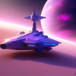 starship glitter alien pink and blue in a galactic ambiance, delicate colors in the foreground, full of details, smooth, light effect，vaporwave colorful, smooth, extremely sharp detail, finely tuned detail, ultra high definition, 8 k, unreal engine 5, ultra sharp focus