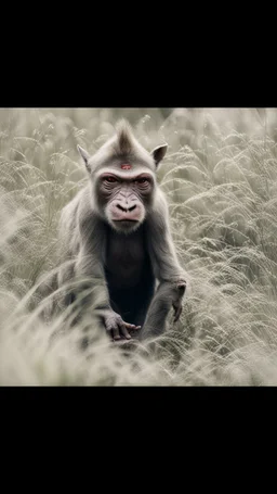 monkey rhino kobold in long grass ,bokeh like f/0.8, tilt-shift lens 8k,*-