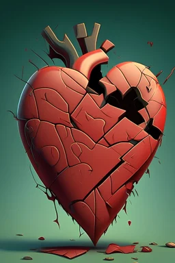 detailed cartoon damaged heart