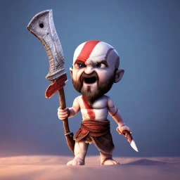 Cute baby video game god of war krotos, holding axe, mytology, 8k resulation, cinematic, cinema4d, hyper detailed, cinamtic lighting, octane render, unreal engine 5, realistic