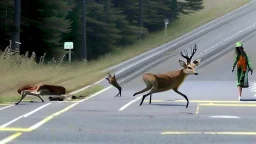 the deceased deer resurrects and chases an older drunk lady down the I90 highway