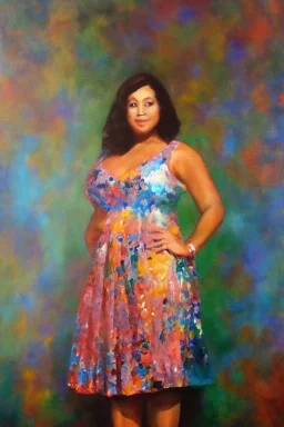 Full body portrait, painting, medium shot lady MidwesternEmo