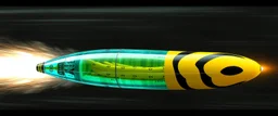 full speed aqua hornet patterned double banana transparent space vessel with black and yellow wasp stripes