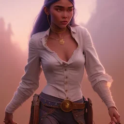 weta disney pixar movie still portrait photo of madison beer as cowgirl woman, intricate, highly detailed, greg rutkowski, wlop, ilya kuvshinov, rossdraws, artgerm, marvel, maxim magazine cover, unreal engine, sweaty, iridescent, bright morning, anime, 8k