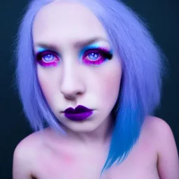 queen blue hair woman pink eyes ethereal apocalypse