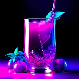 futuristic purple glass glass glow with tropical soda cocktail with grape
