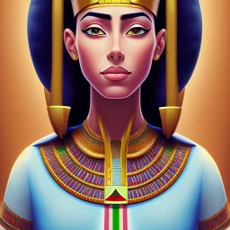 a Portrait of Egyptian queen Nefertiti as studio ghibli