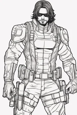 out line art of WINTER SOLDIER super HIRO colouring pages with white background ,skech style ,full body. only use outline,mandala style,clean line art,white background,no shadow and clear and well outlined