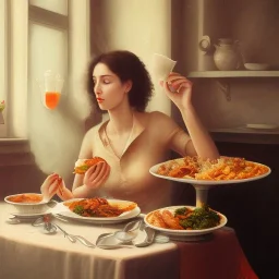 A woman eating a meal with her boyfriend