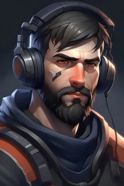 create image of man who have won an oline combat game on PC (The man should not wear any headphone)