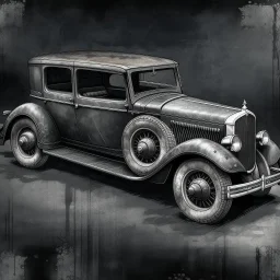 An old classic car 1900 a full side view , Hyper Realistic Aerial Grungy Dark-Grey Brush strokes on a dark rustic background with charcoals