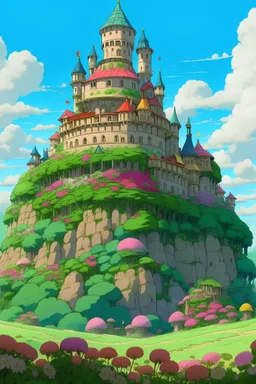 a flower castle, ghibli style