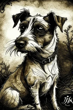 Jack Russell in the style of Arthur rackham