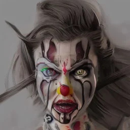 a Photorealistic dramatic hyperrealistic criyng clown paint ,Crystal black eyes, elegant, by WLOP,Artgerm,Greg Rutkowski, Beautiful dynamic,shadows,Artstation,concept design art,Octane render,8K