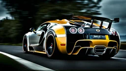 mansory bodykit Bugatti Veyron with cool rear lights, rear view, desktop wallpaper, 4K, Cinematic