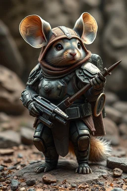 sci-fi armored chinchilla warrior